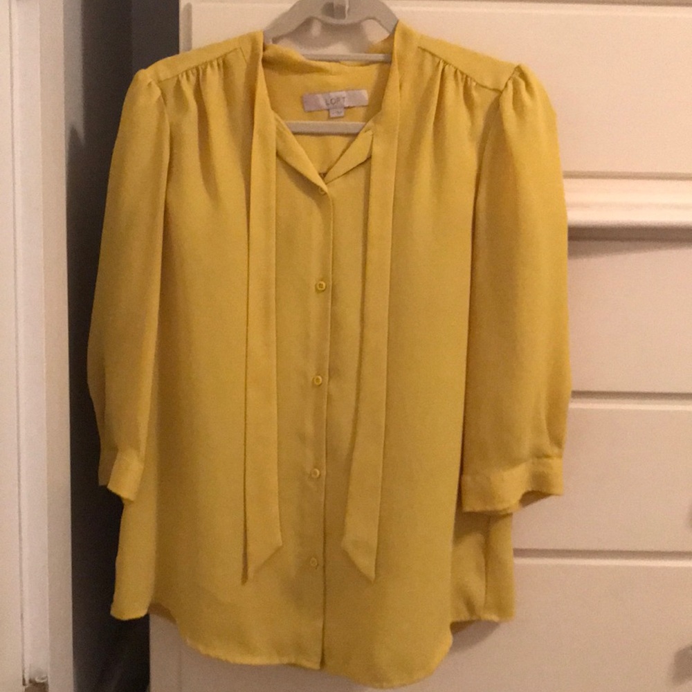 Yellow Polyester Button Down Blouse - image 1